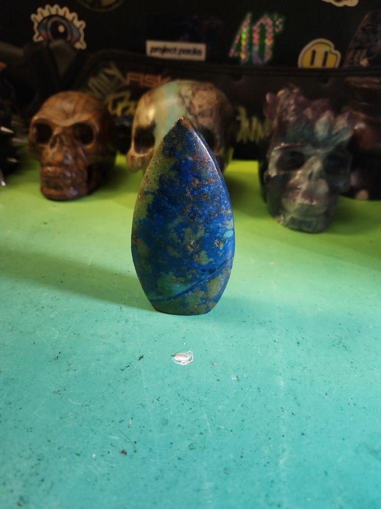 Azurite And Malachite Shatuckle Crystal Pear Shape