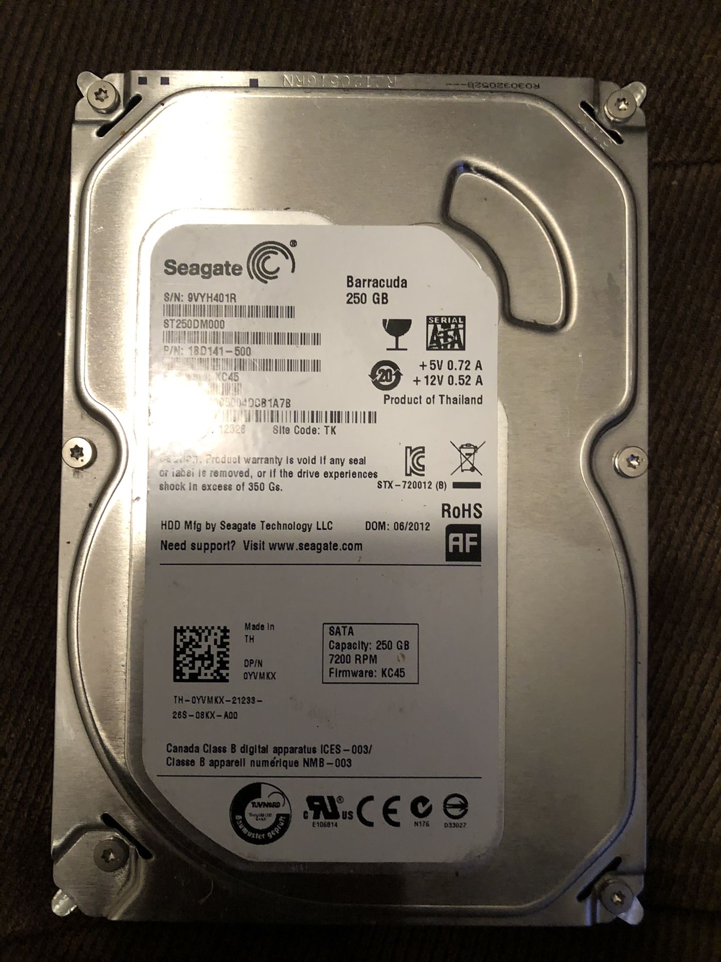 Seagate 250 GB Barracuda hard drive