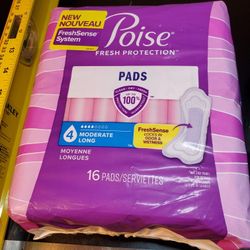 Poise Incontinence Pads for Women, 4 Drop Moderate Absorbency, Long Length, 16 Count

Stayfree Maxi Overnight Pads with Wings 28 Count