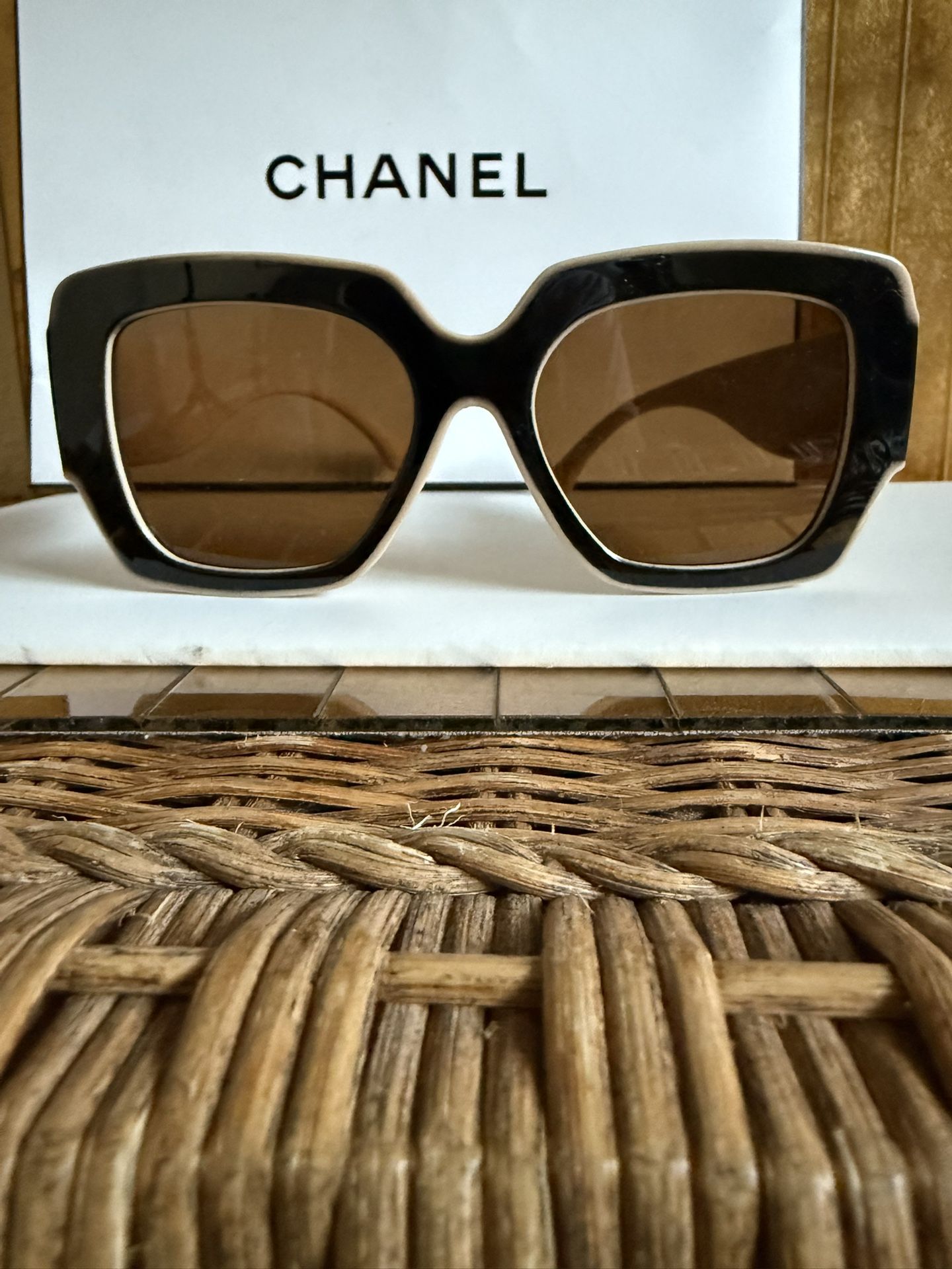 Nwob Chanel, Black And Cream Sunglasses