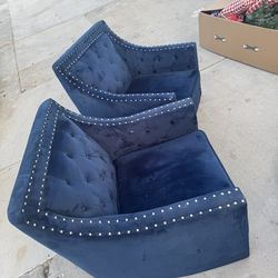 Blue Suede Sofa Chairs