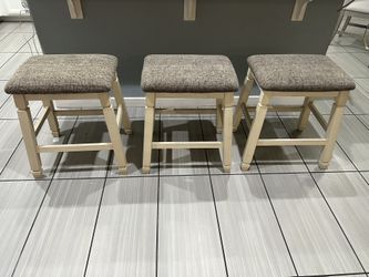 (3) Farmhouse Counter Height Upholstered Barstools