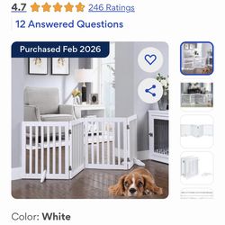 Unipaws Free Standing Dog Gate, White, 24-in, 4-panel