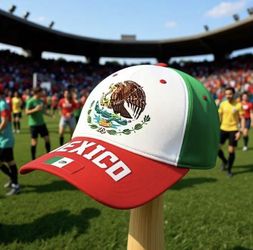 Game Day Soccer Fan Eagle Embroidered Flag Tone Color Block Mesh Trucker Sun Hat, Adjustable Breathable UV Protection Outdoor Cap, Summer Hat For Beac