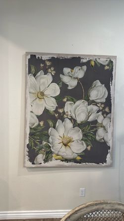 Oversized Magnolia Floral Canvas Wall Art – 60” x 48”