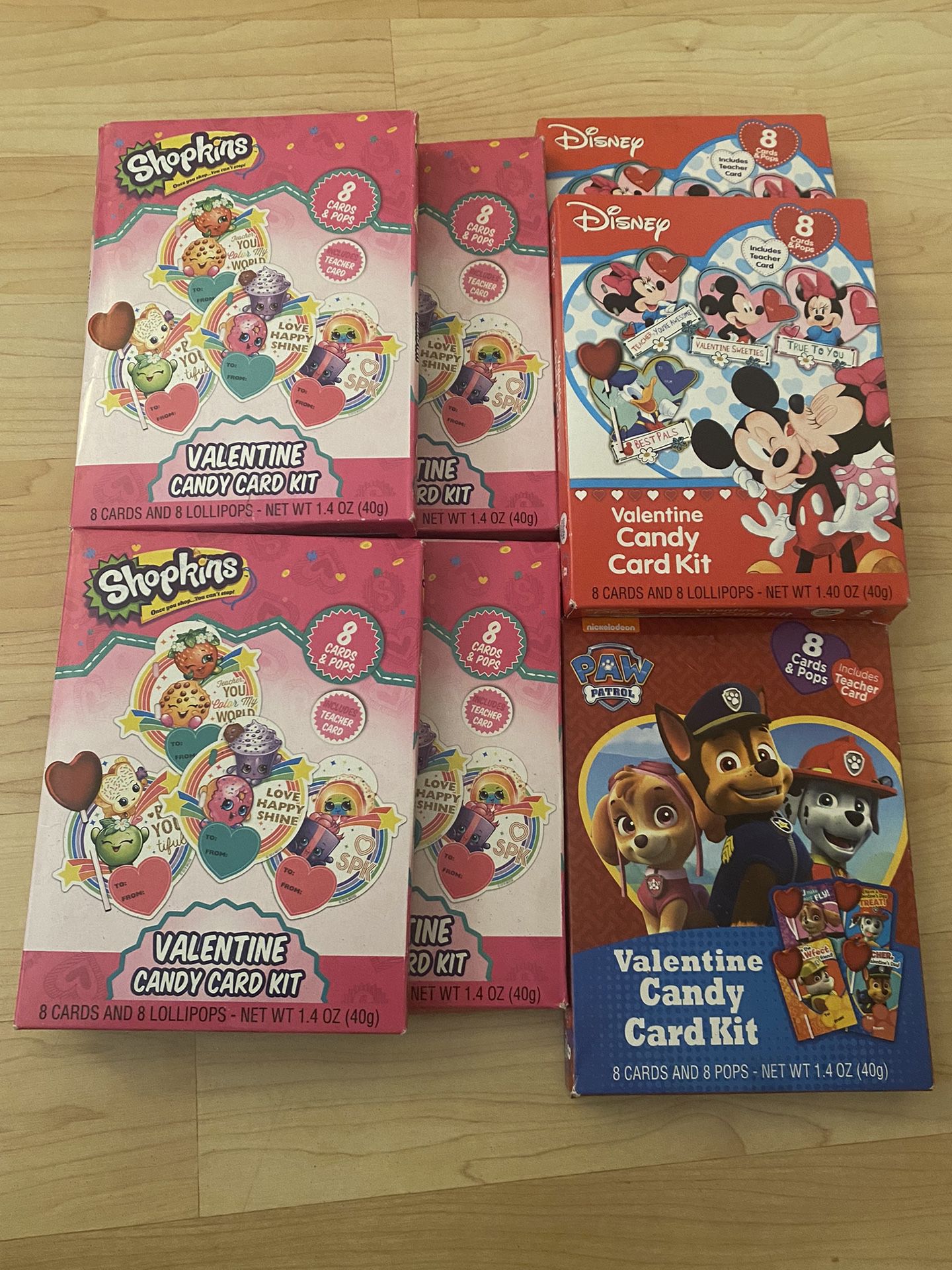 New Valentine’s Day 56 Cards Lot Disney, Paw Patrol, Shopkins
