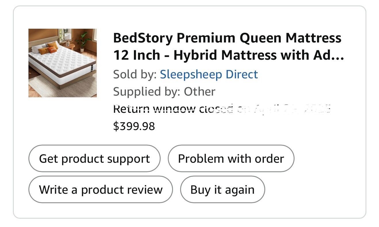 Bedstory Premium Queen Hybrid Mattress 4 Months Old