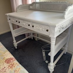 Shabby Chic Vanity / Desk On Wheels 