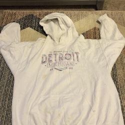 Detroit Michigan White Hoodie