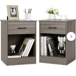 2- Jelany Grey Night Stands With Drawer