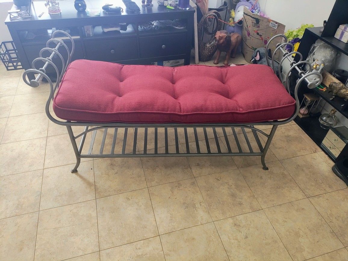 Heavy Metal Bench With Padded Seat 