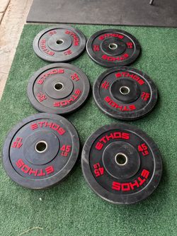 Ethos Bumper Plates Set – 10, 25, 45 lb Pairs