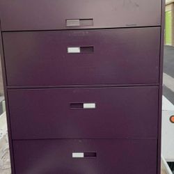 Heavy duty Metal File cabinet 42” L x 18” W x 65” maroon, 3 pcs available $70 EACH no keys

$70