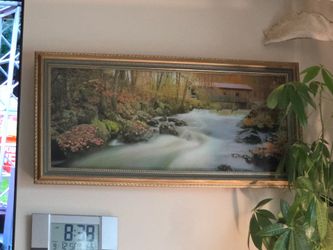 1980s working vintage electric motion-lighted wall art sign, commonly known as an animated moving waterfall picture.