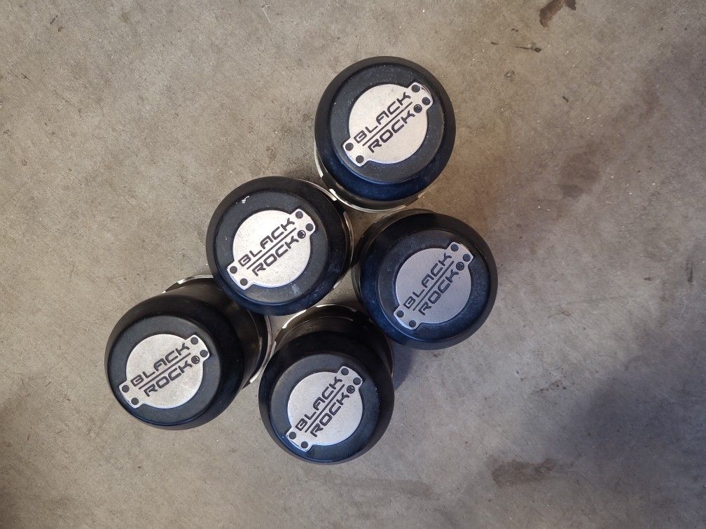 5 Black Rock Center Caps Off Jeep JK