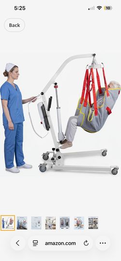Transfer Lift Chair, 440 lbs Capacity Battery Powered Patient Lift with Sling, Floor to Bed Transfer Aid for Elderly, Home Care Hospital Healthcare Fa