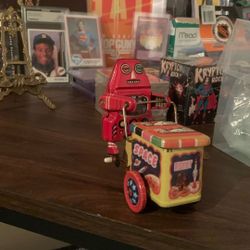 Vintage Toy Wind Up Retro Space Robot With Cart #2