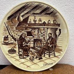 CORSICA PORTIGLIOLO MADE IN  FRANCE  CERAMIC CERAMIQUE FINE COLLECTOR PLATE 9-5/8" VINTAGE EUROPE TRAVEL