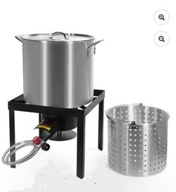 Barton 64 Qt Seafood Boil Pot With Basket and Burner, Outdoor Propane Crawfish Boil Pot 60 Quart99906/1