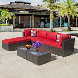 8 Pieces Patio Furniture Set, Outdoor Wicker Set