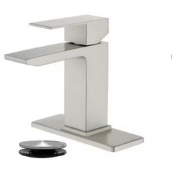 WELLFOR Brushed Nickel Single hole 1-handle Waterfall Commercial/Residential Handle Bathroom Sink Faucet...