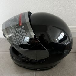 Bike Helmet Black Silver Visor Dot New Size Large 