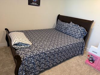 QUEEN BED with complete set lncludes Headbaord, Bed frame , Foam mattress and its protection cover .