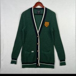 VINTAGE RARE Y2K Abercrombie & Fitch Cardigan Green Sweater SZ SMALL 