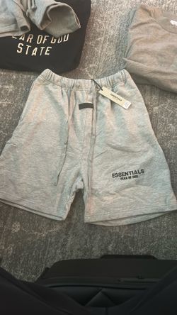 Essentials light oatmeal shorts Large