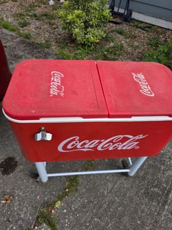 Vintage Coca Cola Cooler on Stand with