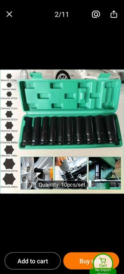Impact drill socket set 1/2