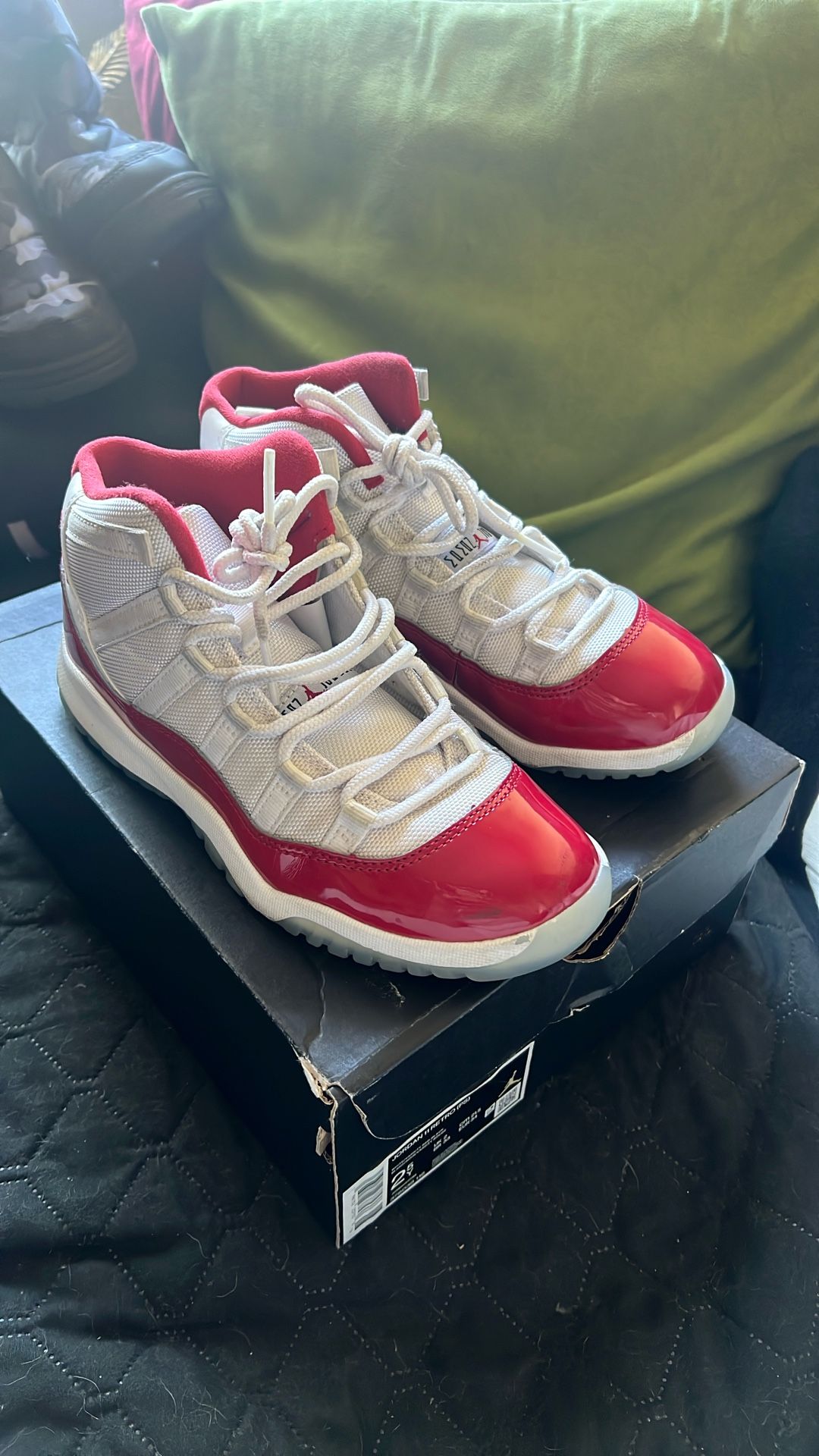 KIDS Jordan 11 Retro White/Varsity Red Black