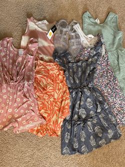 Set Of 8 Girls Dresses Size 6-8 + Brand New Sandals