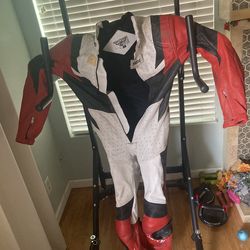 Old TEKNIC ,Motorcycle Body Leathers ,Red/black/white,size 42/52