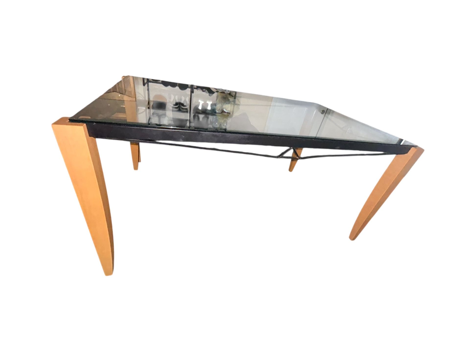 Glass Top Walnut Dining Table 