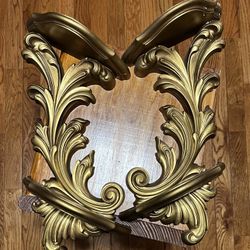 Pair Of Vintage Homco (Dart Industries) MCM Hollywood Regency Double Shelves 