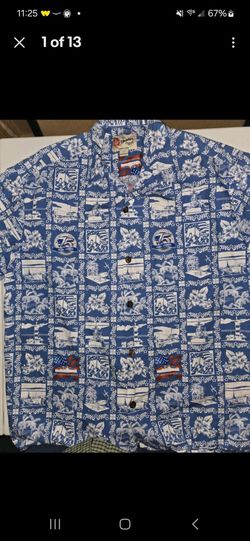 Hilo Hatties Mens Hawaiian Graphic Button Front Shirt Size Large Pearl harbor 75th