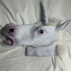 Funny Unicorn Horse Full Head Latex Mask Bizarre Mask Halloween Cosplay Props