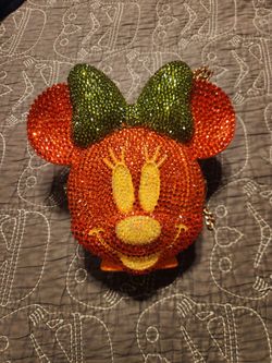Minnie mouse pumpkin purse / bucket  with cross body chain.