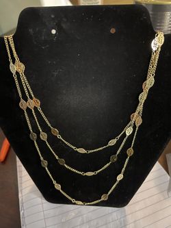 Three strand gold Leaf Accent Necklace 