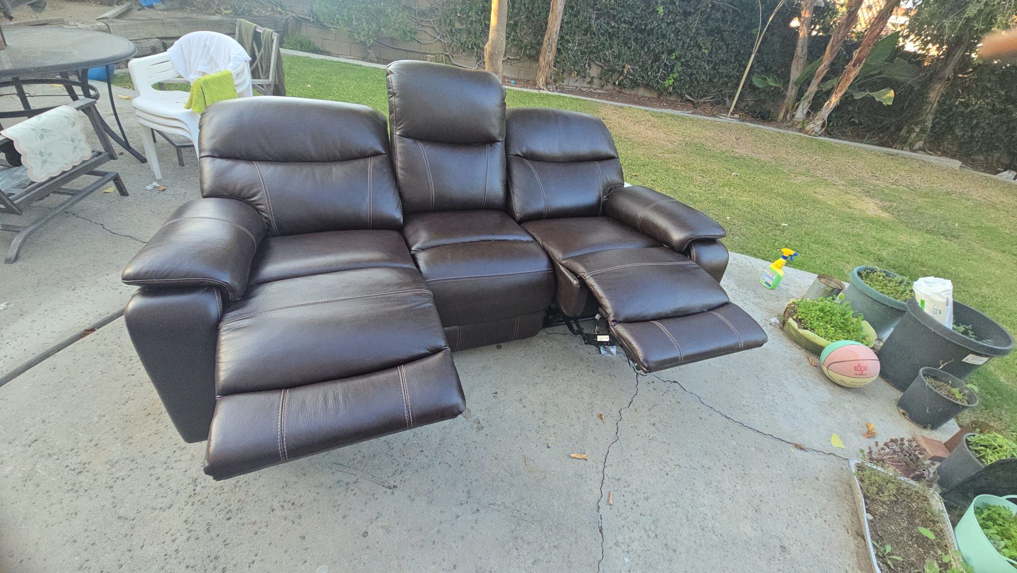 Comfy Reclining Leather Loveseat In Great Condition