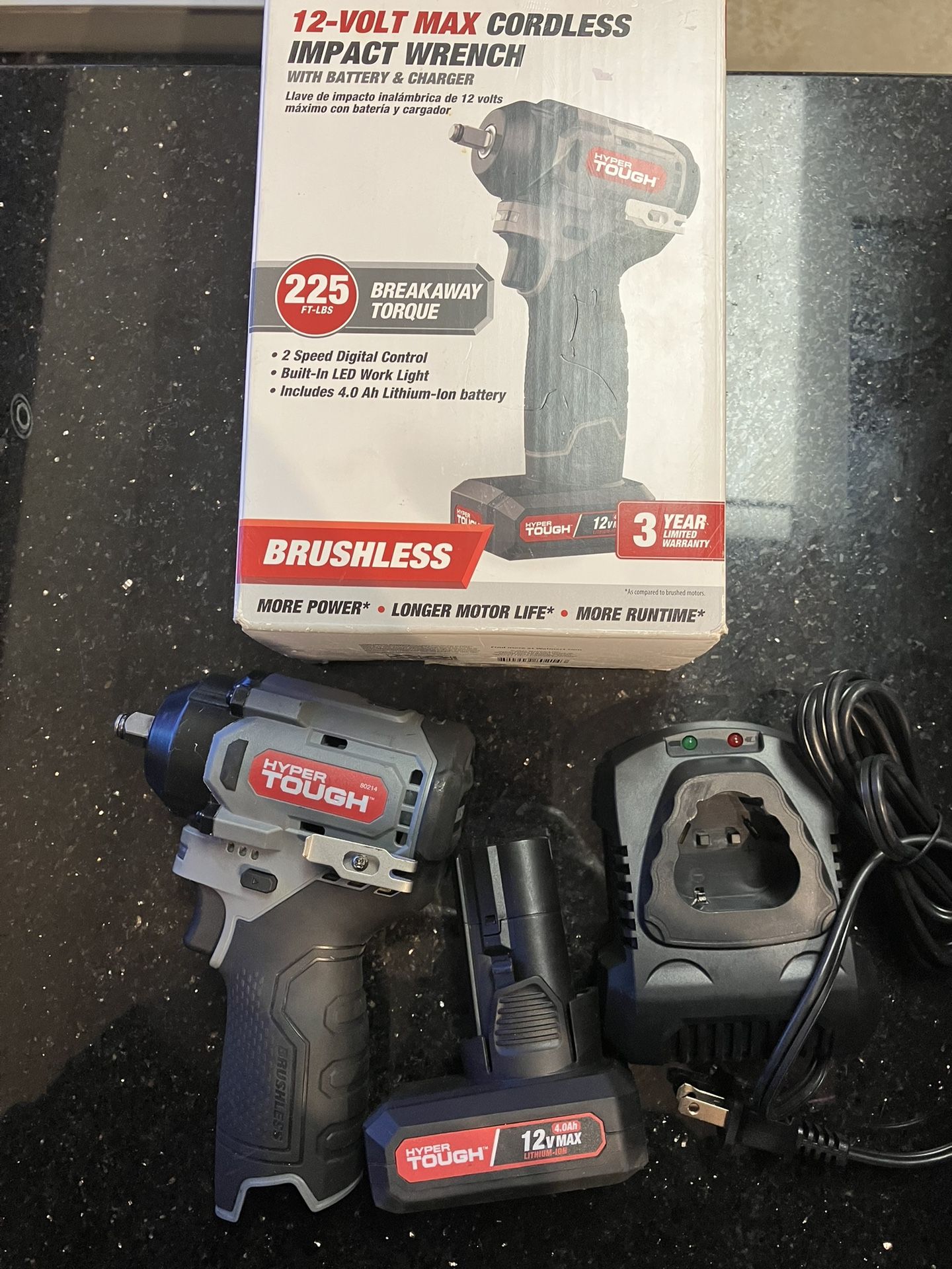 80214 Cordless Impact Wrench Hyper Tough 109480-3 JE