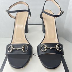 Gucci horsebit blocked heel sandals size black  41.5 / 11.5