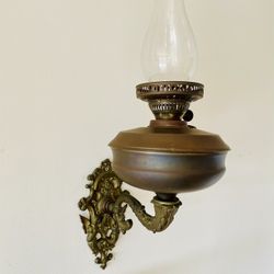Pair of vintage brass sconces - wall art - Kerosene Lamp