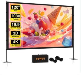 Brand New STWUI 120” Projector Screen w/ Stand – Still in Box! 🎬