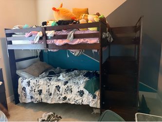 Bunk bed frame with drawers and mattress