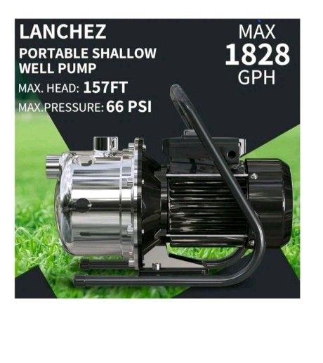 NIB!! Lanchez 1.2HP Stainless Shallow Well Pump/Irrigation Pump 30.6gpm