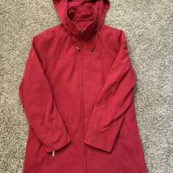 London Fog Red Hooded Microfiber Zip Up Jacket Mens Size Small