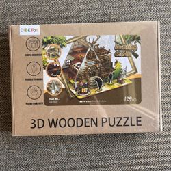 3D Wooden Puzzle DIY Miniature House Kit, Hunting Cabin House Kit with Furniture