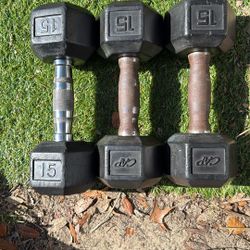 Three 15lb Dumbbells 